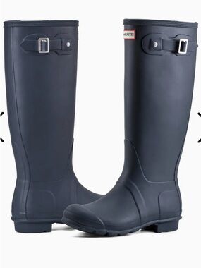 Hunter Tall Matte Navy Blue Rain Boots